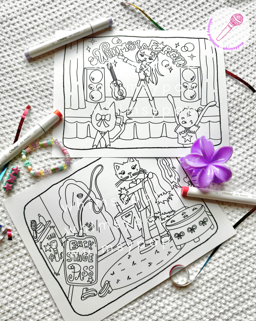 DIGITAL DOWNLOAD • WHIMSY POPTANA COLORING PAGES